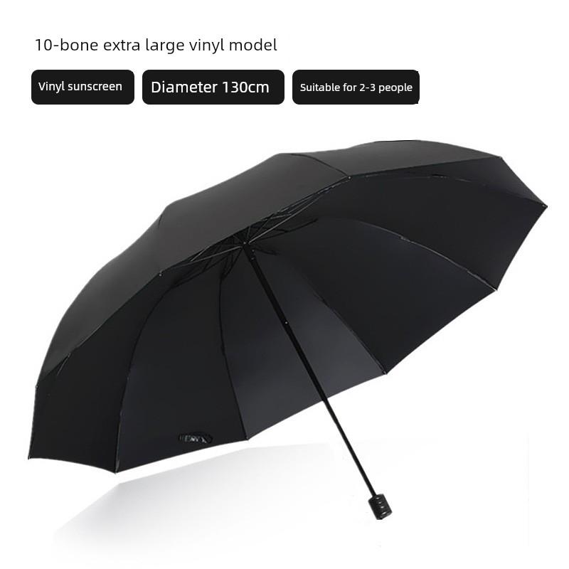Men's and Women's Large Folding Umbrella, Dual-Purpose Sun and Rain Umbrella, Manual Opening, Black Coating for Sun Protection, Business Advertising