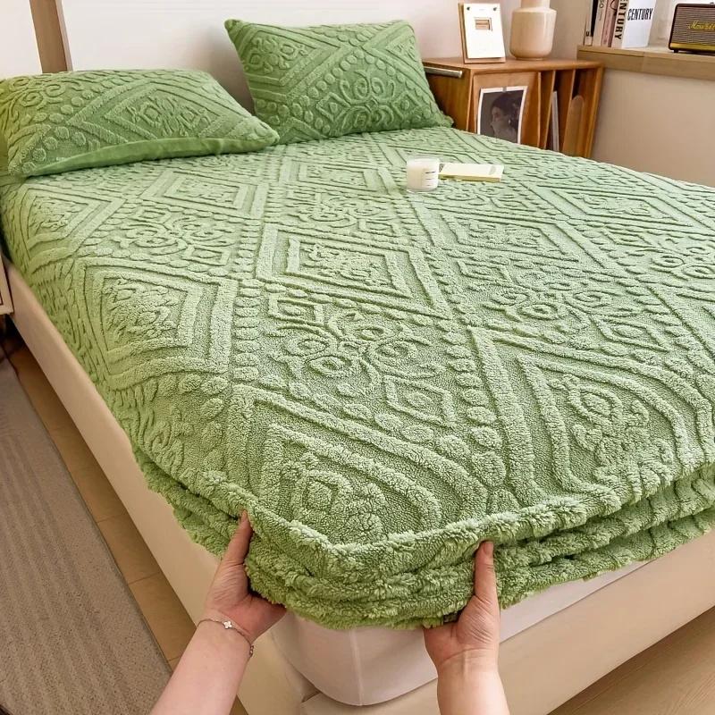 2025 Vinter Varmt Pels Laken Plysj Stoff Madrassbeskytter Myk Melkevelur Sengeteppe Senge Madrassbeskytter Sengetøy Klut