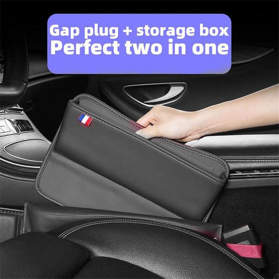 1PC Car Console Side Seat Gap Filler Storage Box PU Leather Front Seat Organizer
