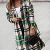 RUGOD Coat Women's Fashionable Loose Autumn and Winter New Design Plaid Stitching Pockets Long-sleeved Mid-length Cardigan