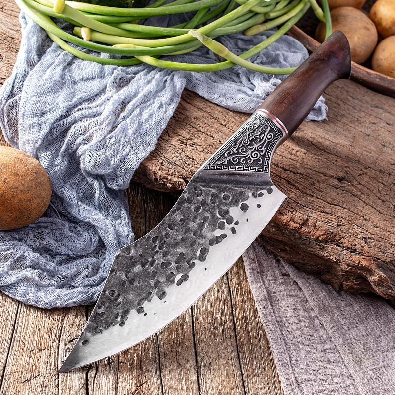Řeznický nůž z kované oceli Ručně vyráběné kuchyňské nože Sekáček na maso Kuchař Krájení Řezací nůž Řezačka
