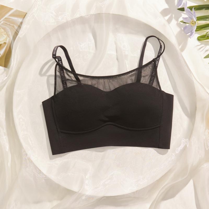 Women's Summer Mesh Stitching Together Thin Shoulder Strap Back Anti Slip Traceless Anti Sagging Underwear