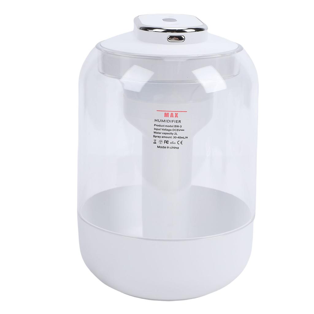 Dual Spray Humidifier 2L USB Rechargeable Digital Display Desktop Cool Mist Humidifier with Night Light for