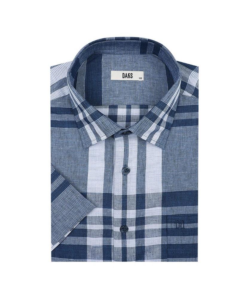 Dagseusyeocheu Care Linen Blend Big Check Casual Shirt_Dms3Shcs131N1