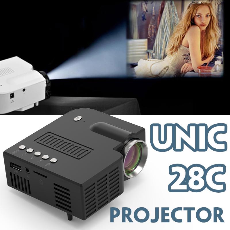 UNIC 28C LED Mini Projector With Remote Portable HD 1080p Full Projector Home Theater Entertainment Projectors USB/SD/AV Input