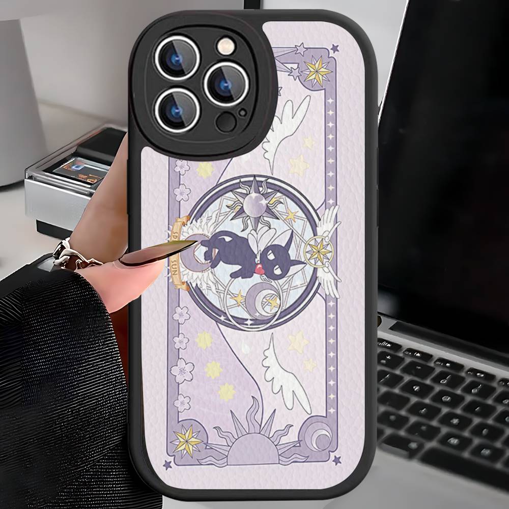 C-Cardcaptor Sakura Phone Case for iPhone 16 15 14 11 12 13 Pro Max Plus Back Leather Shell
