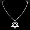 Hip Hop Rock Music Him Heartagram Star Heart Necklace for Women Men Stainless Steel Y2k Black Metal Band Goth Punk Chain Jewelry