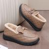 Women's Winter Non-Slip Velvet-Lined Leather Bean Cotton Shoes - Soft Sole, Waterproof, Warm, for Walking