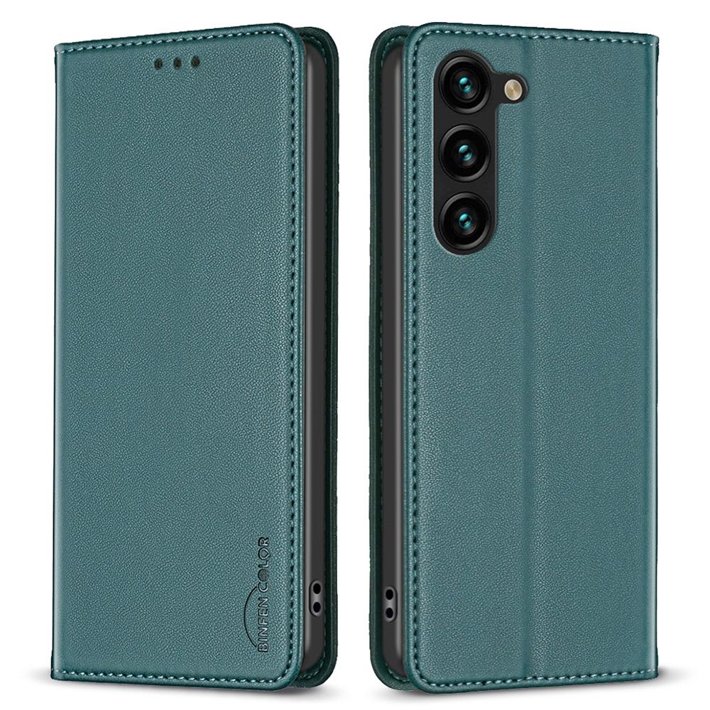 

BINFEN COLOR BF18 For Samsung Galaxy S25/S24 Case Card Holder PU Leather Cell Phone Cover Green