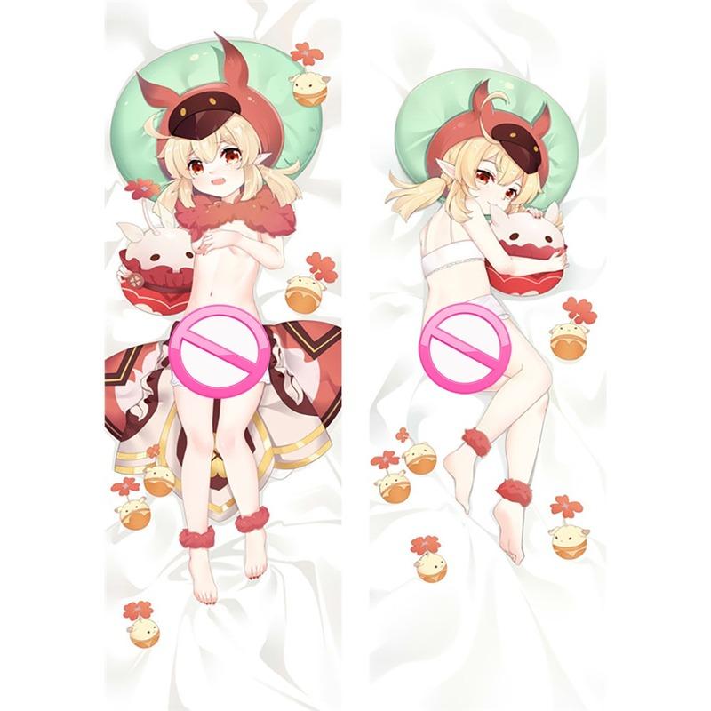 

60x180cm Dakimakura Genshin Impact Klee Наволочка Косплей Костюм Тело Throw Мягкие 2-сторонняя наволочка Обнимающаяся подушка для тела