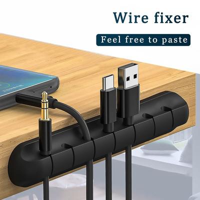 7-hole Cable Manager USB Cable Fixed Hub Self-adhesive Power Cord Fixed Clip Headphone Winder