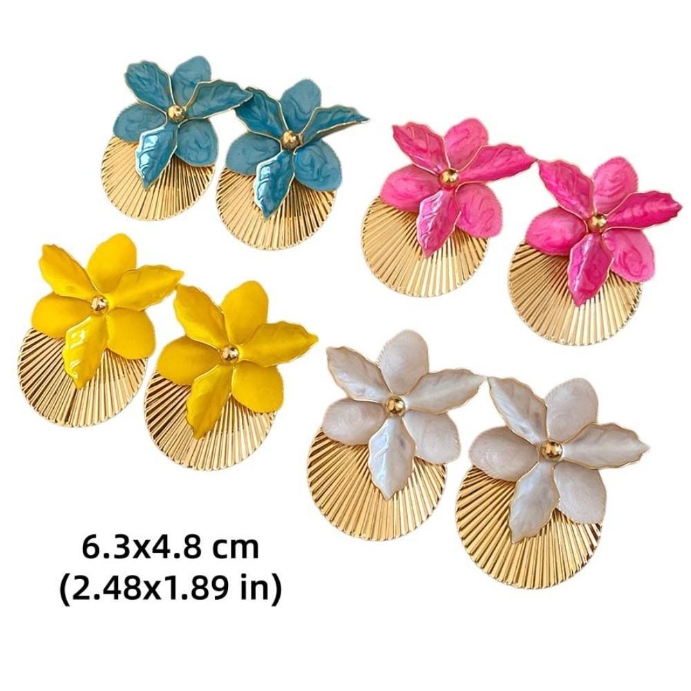 Shell Shape Orchid Flower Shell Earrings Oil Drip Ear Pendant Floral Ear Studs Festival