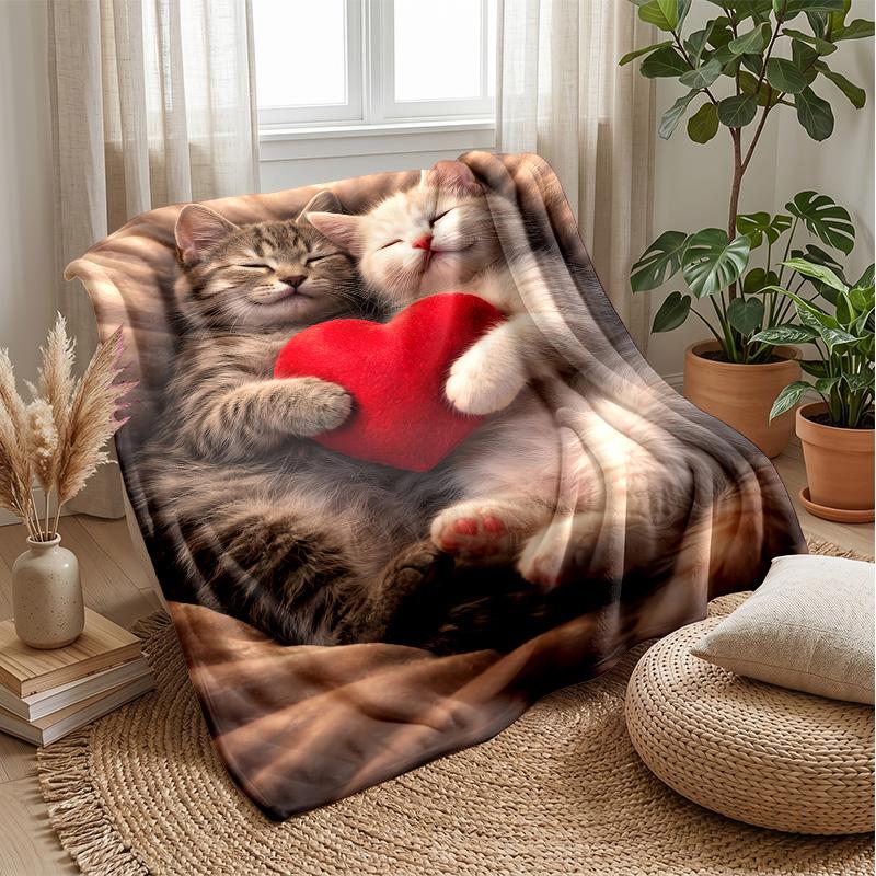 Sleeping Kitten Under Stars Theme blanket Lightweight Warm Flannel Blanket Decorative Throw Blanket for Home Decoration
