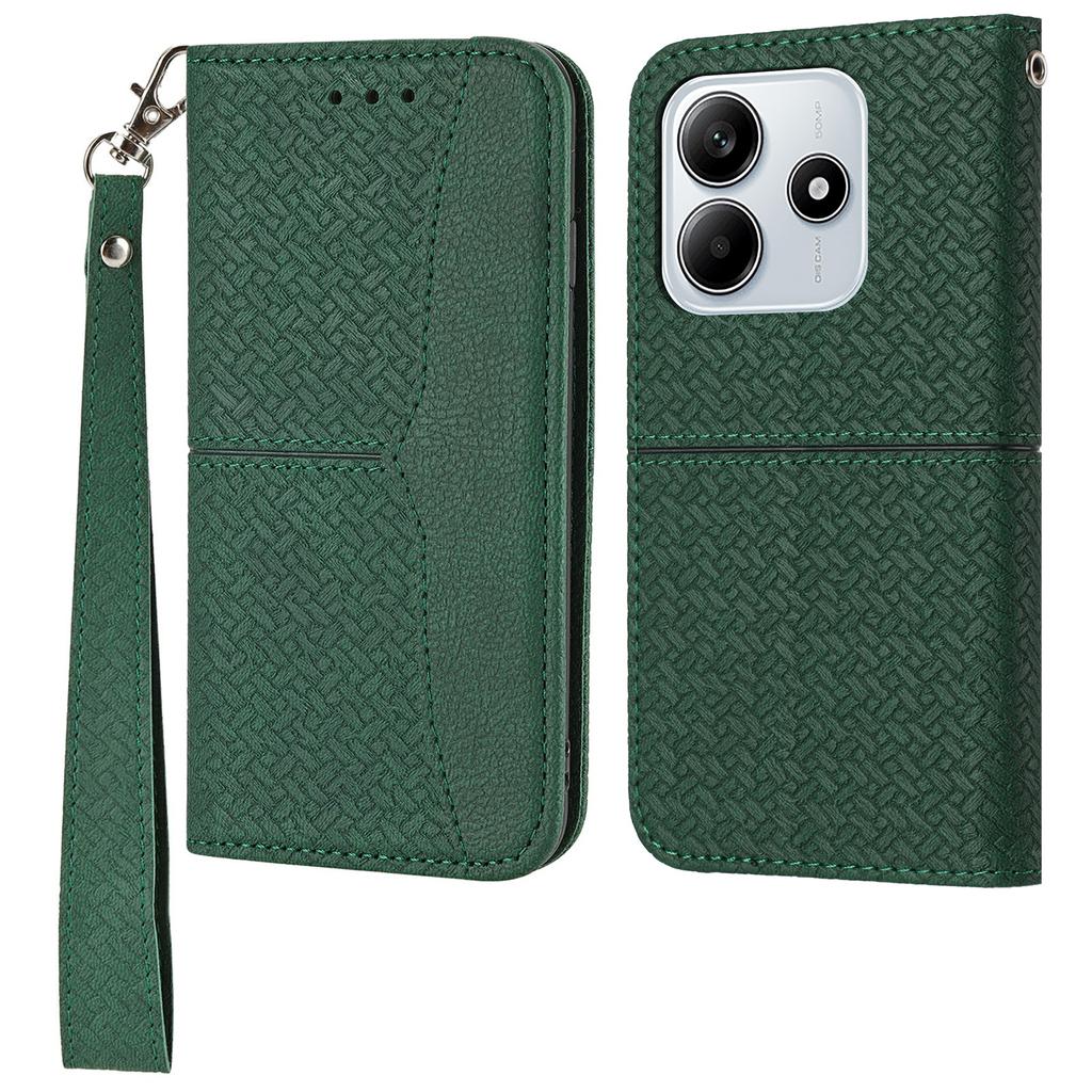 For Xiaomi Redmi Note 14 5G Case Woven Texture PU Leather Wallet Phone Cover