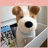 Checkered Cute Blue Scarf Plush Dog Doll Children Toy For Room Decoration