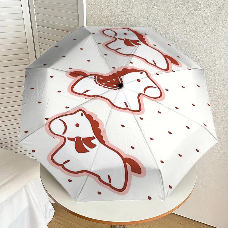 1PC Horse Pattern Umbrella-8-Rib Reinforced Portable Folding Travel Suitable for All Seasons Outdoor Daily Use-J383