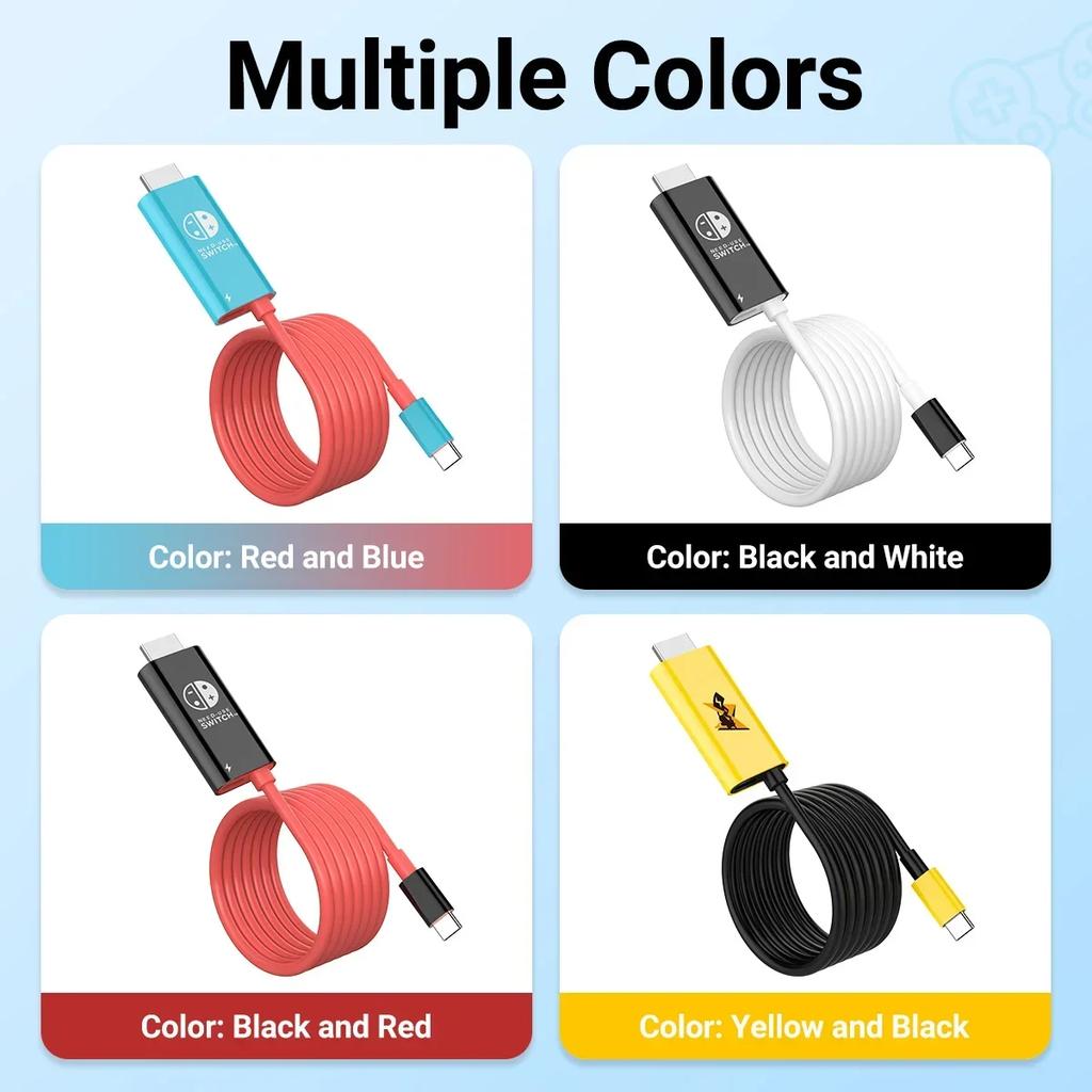 4K/1080P Type C To HDMI Cable with 100W PD Charging - Plug & Play for Nintendo Switch MacBook Laptop Tablet Mobile Phone
