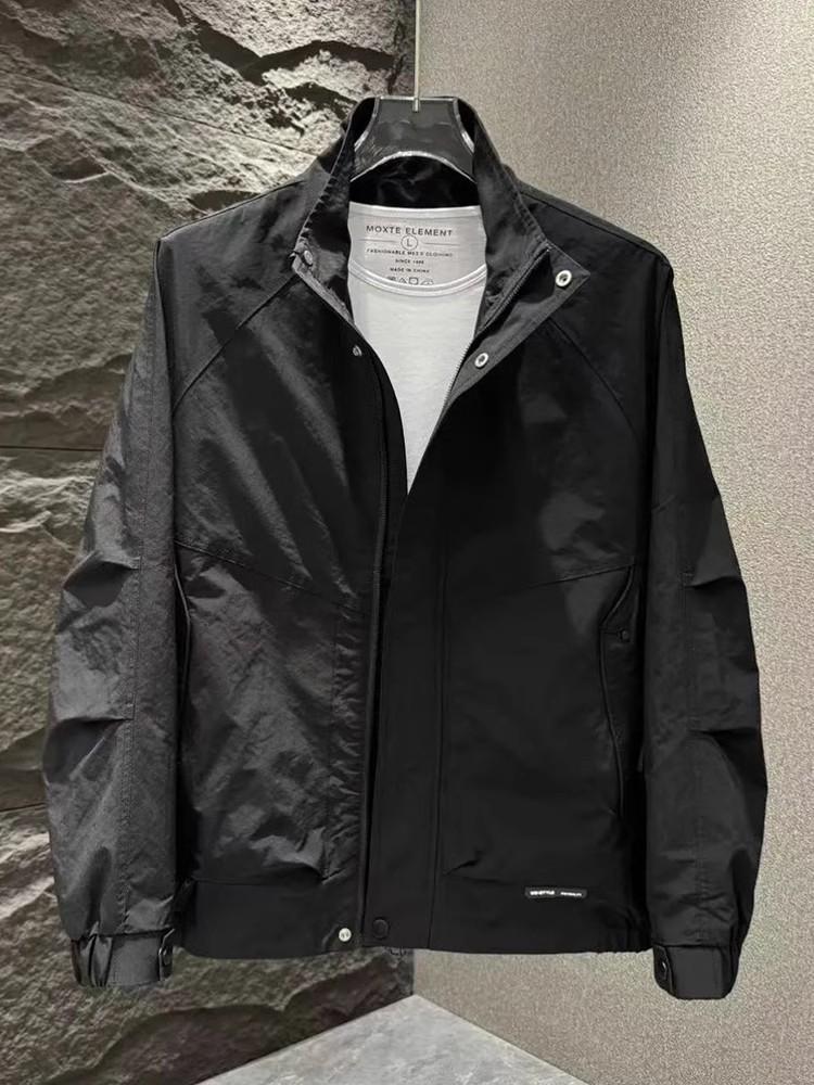 Factory Direct Men'S Clothing Store Early Spring Outdoor Stand-Up Collar Trend Simple Handsome Solid Color Boutique Casual Coat Men