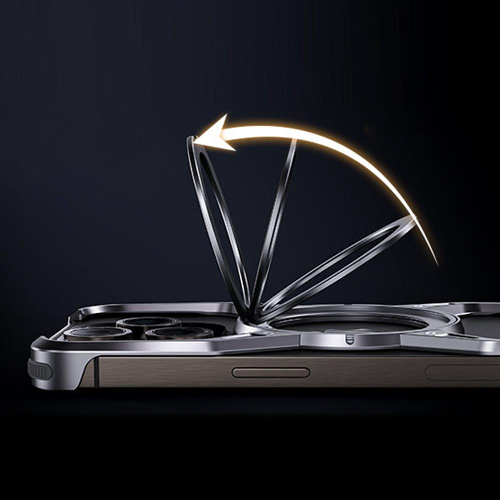 Metal Aluminium Alloy Magnetic Frameless Phone Case Bumper Shockproof Cover 360° Stand for iPhone 14 13 15 Pro Max