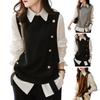 Women Vest Round Neck Solid Color Knitted Vest Fashion Soft Sleeveless Lady Knit Tank Top for Autumn Winter