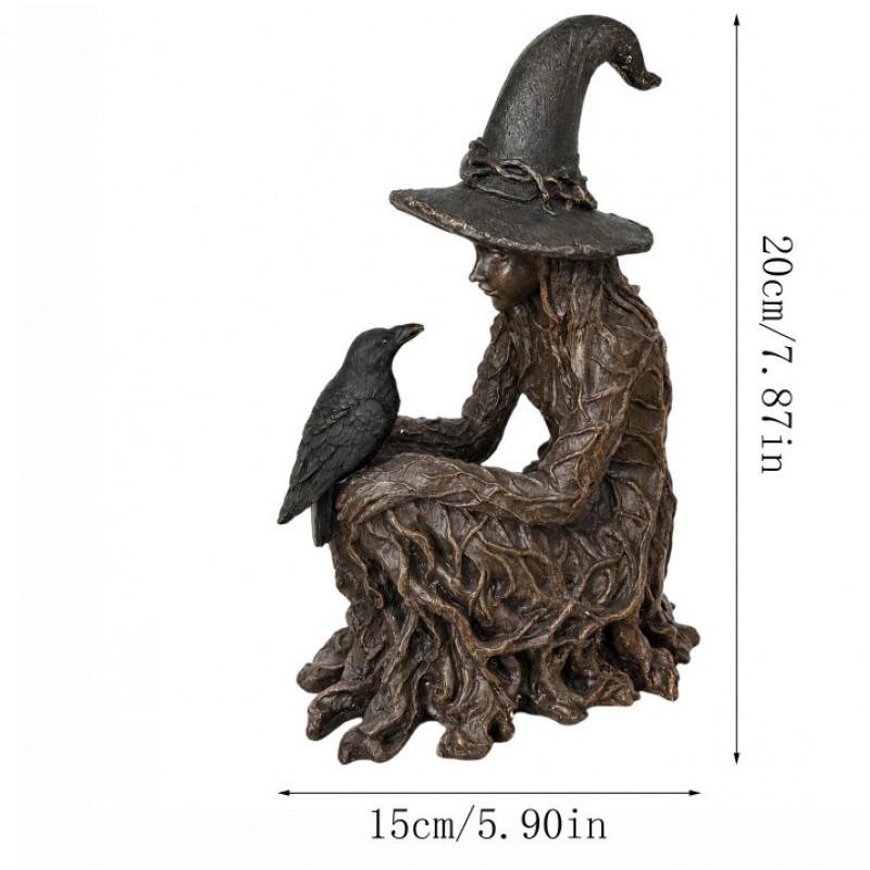 Halloween Witch Statue Resin Decor Home Living Room Party