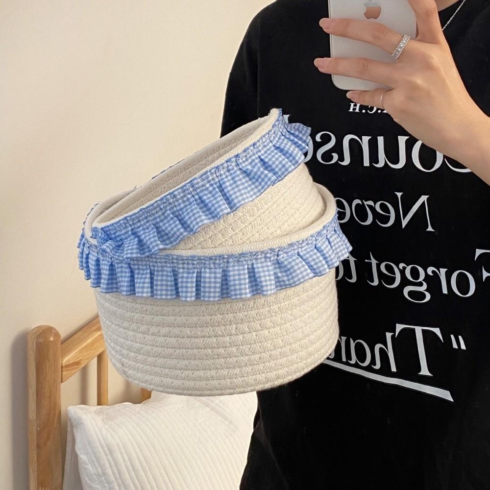 Lace Snacks Basket Cotton Rope Cosmetics Storage Bins Cute Sundries Storage Baskets  Bedroom