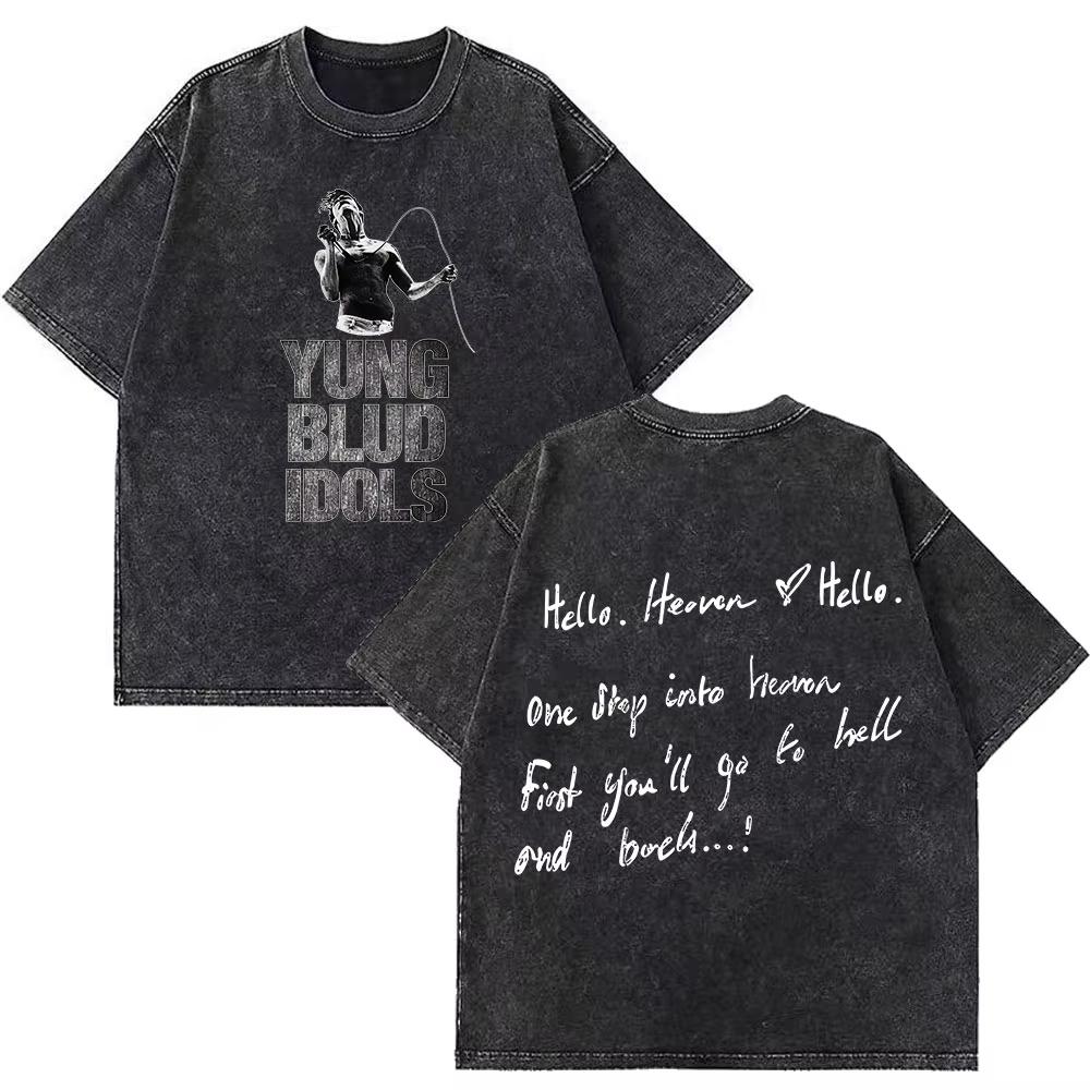 Yungblud IDOLS The World Tour Merch Retro Gewaschenes T-Shirt Herren Damen Hip Hop Rock Kurzarm T-Shirts Übergroße T-Shirts