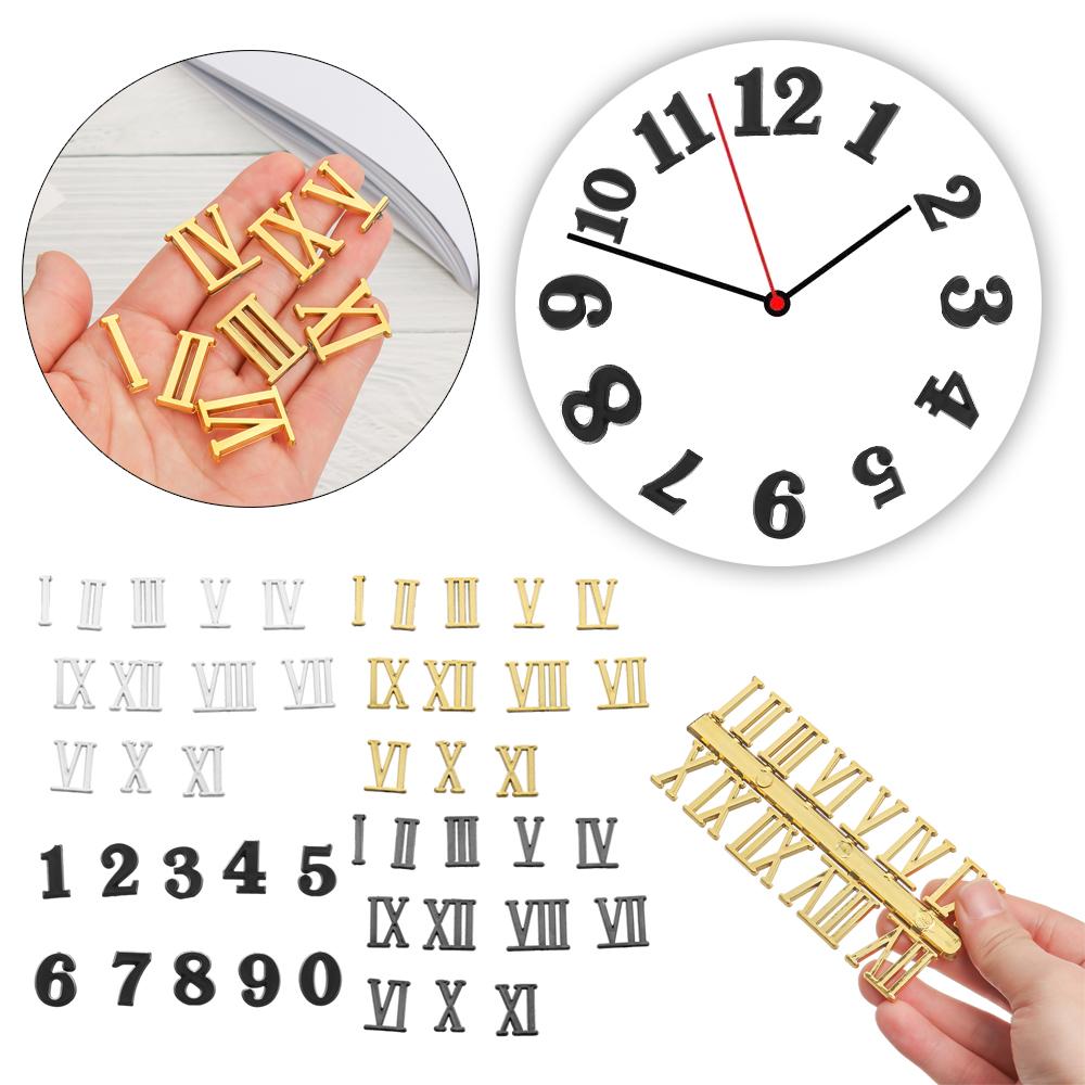 1Set Roman Numerals Quartz Clock Parts Arabic Number Clock Bell Accessories DIY Handmade Replacement Gadget Digital Repair Tools