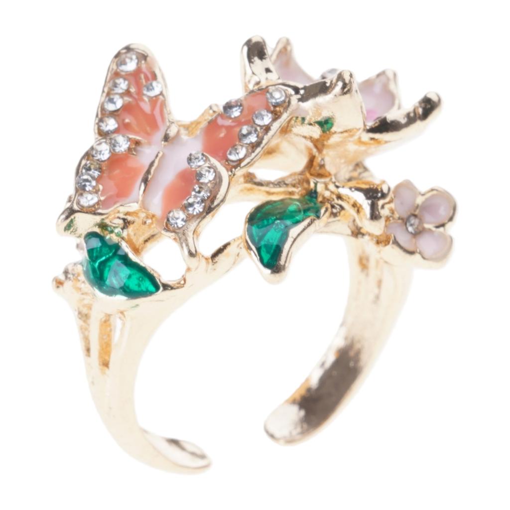 Fashion Butterfly Rings Featuring Vibranting Drip Oil Alloy Construction For Everyday Elegant And Symbolic Charm