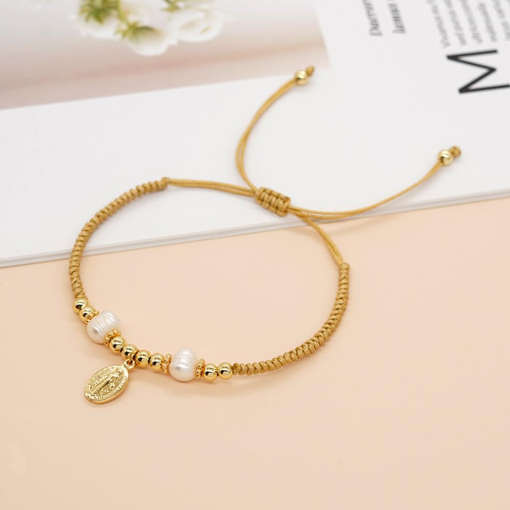 

Go2boho Pearl Bead Bracelet Freshwater Pearls for Women Handmade Lucky Jesus Pendant Adjustable Woven Christmas Jewelry Gifts