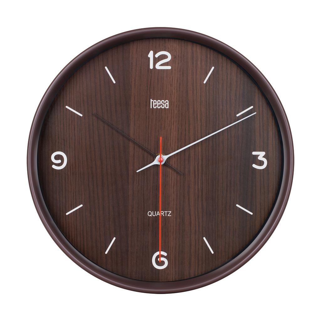 Classic Quartz Wall Clock, 30 Cm, Dark Brown