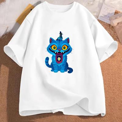 KPop Demon Hunters Cute Derpy Tiger Graphic T Shirts Fashion Vintage Short Sleeves T-shirt Men's Women Cotton Oversized T Shirt