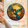 Retro Colorful Hummingbird Iris Window Glass Electrostatic Sticker Detachable Decorative Film Home Decoration