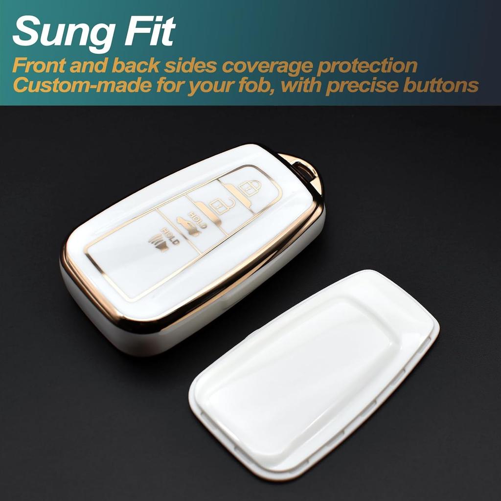 FEYOUN Key Fob Cover Compatible with Toyota Avalon Camry Corolla Highlander Prius RAV4 C-HR Mirai 4Runner 86 Smart 4 Buttons TPU Remote Keyless Key