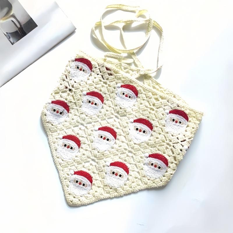 1PC Christmas Decorations, Vintage French Headscarves for Christmas, Triangular Headbands,handmade Crochet Art Style Headbands