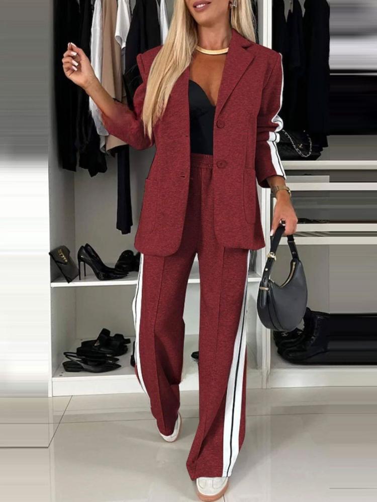Autumn and winter women's long-sleeved lapel casual suit suit