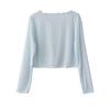 Women's Summer Lace-Trim V-Neck Ice Silk Cardigan - Airy, Loose, Long Sleeve Sun Protection Top