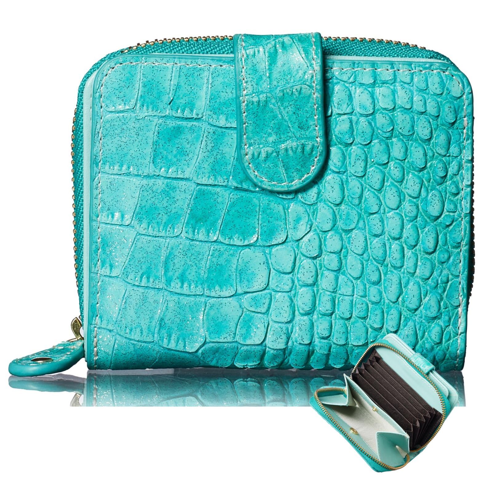 

This SPICE bifold made by Italian company looks like a mini wallet but has the storage capacity of a long Made with the same delicate glitter cowhide