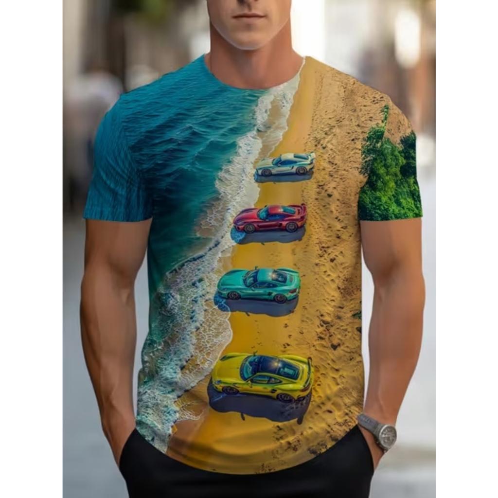 Nuova T-shirt Estiva Moda Uomo Personalità Semplice Fantasia Stampata Top da Uomo