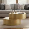 Wood Hammered Brass Round Coffee Table-Indian Side Table -Bedside Central Table | Modern Accent Tables | Luxury Decor Living Room Furniture