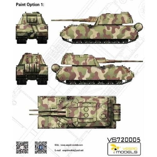 Vespid Model 1/72 German Army Panzer 8 Super Heavy Anti-Aircraft Tank Maus Plastic Model VPM720005