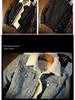 Men's Winter Velvet-Lined Denim Jacket - Thick, Warm Lambskin, Loose Fit, Large Size Cotton Coat