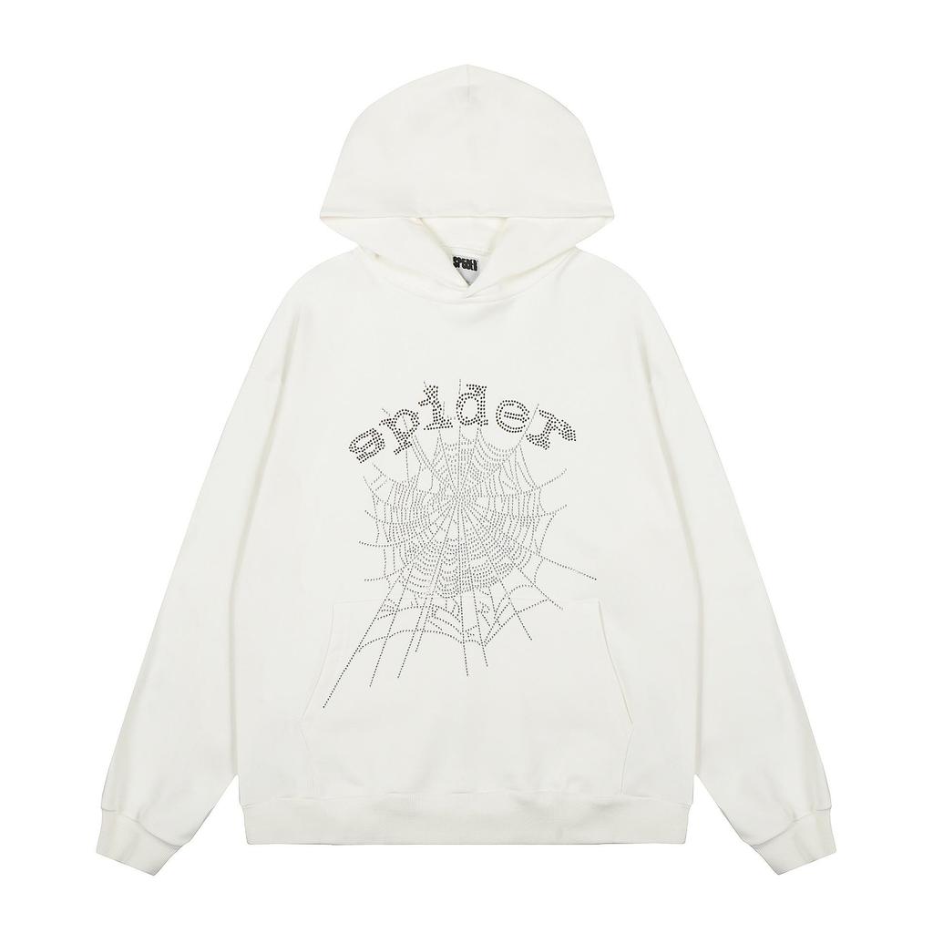 Sp5der 555555 Amerikaanse Street Style Velours Hoodie met Origineel Label