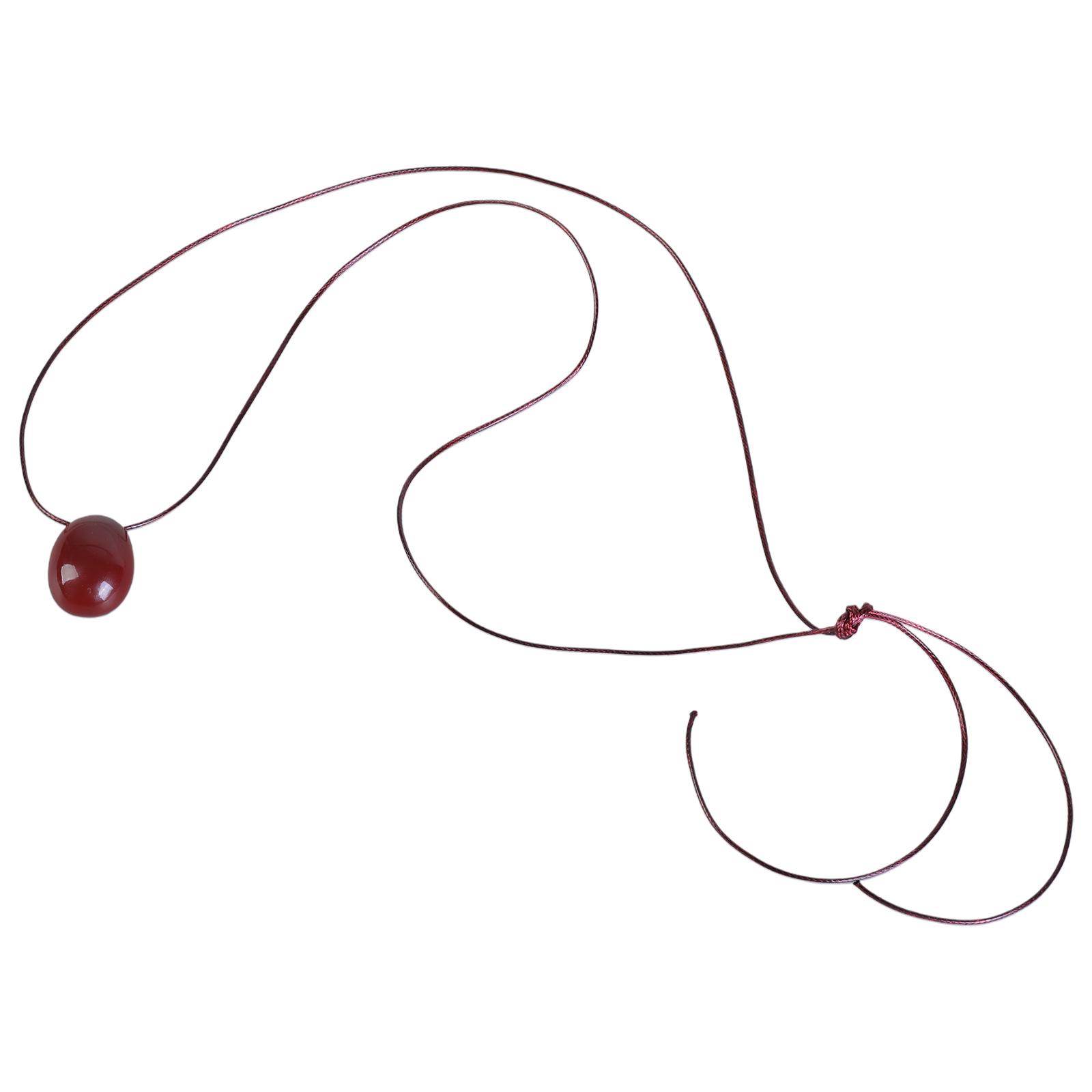 

Модное длинное ожерелье из вощеного шнура, современное длинное ожерелье-шарм с подвеской-бусиной, отлично подходит для путешествий и светских мероприятий вино красного