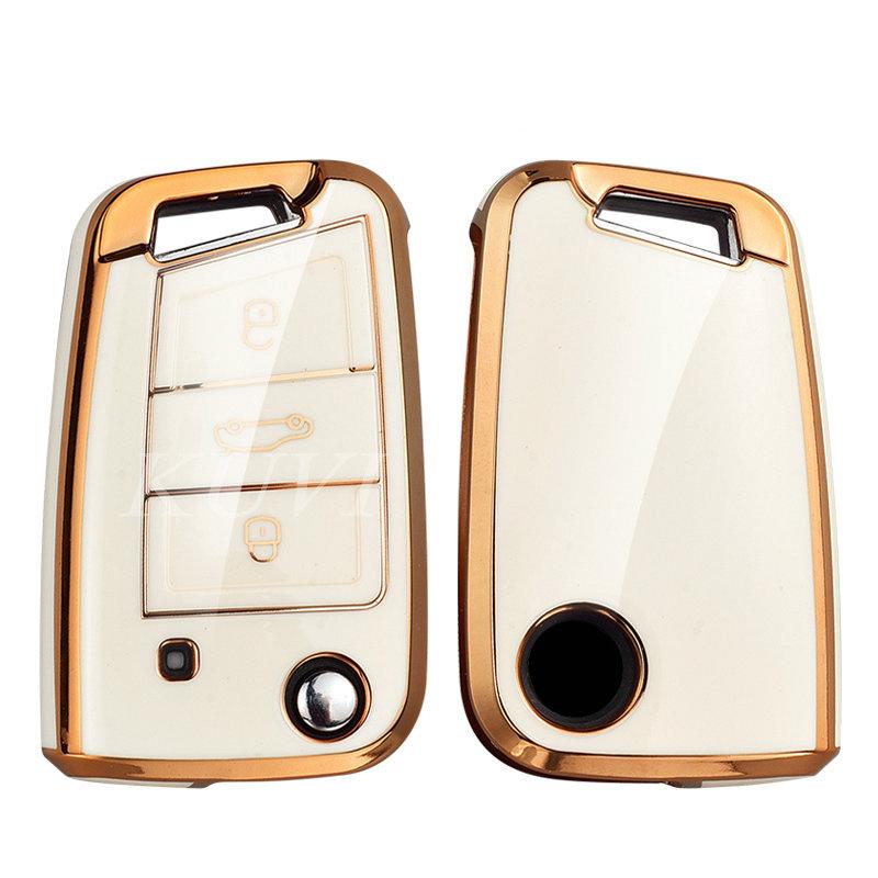HOT TPU Car Flip Key Case Cover Fob for VW Volkswagen Golf 7 MK7 Tiguan MK2 for SEAT Ateca Leon FR 2 Ibiza for Skoda Octavia A7