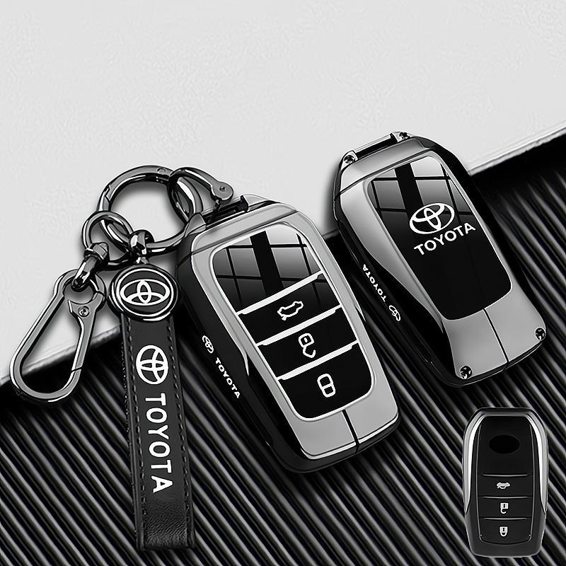 Car Key Case Cover Shell Fob For Toyota CHR Hilux Fortuner Land Cruiser 200 Camry Corolla Crown RAV4 Highland Key Chain