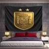 Spain National Football Team Golden Crest Wall Tapestry RFEF 1909 Crown Lions Two Stars Fan Decor for Man Cave Bedroom Gift