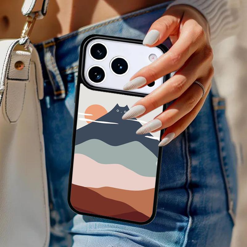 Abstract Cat Mount Japan Landscape Phone Case For iPhone 17 Air 14 15 13 12 Max Cover For Apple 15 16 16e 11 Pro Max Plus Coque