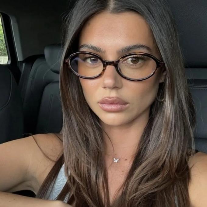 Retro  Spicy Girl Glasses Women'S Elliptical Small Frame Fashion Tortoise Leopard Pattern Glasses