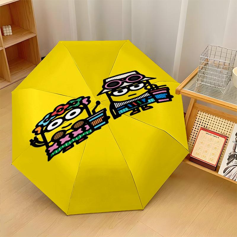 Minions Despicable Me Windproof Auto 8 Rib Folding Umbrella Portable Outdoor Parasol
